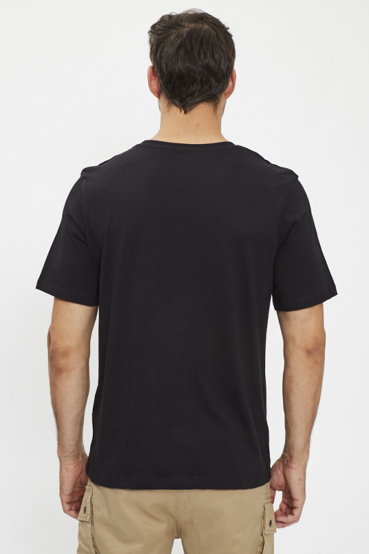 T-shirt noir logo Graphique rouge et blanc