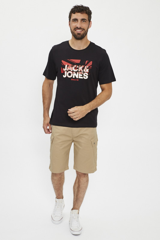 T-shirt noir logo Graphique rouge et blanc homme jack & jones
