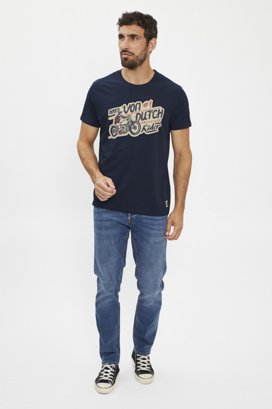 T- shirt regular fit col rond bleu marine von dutch homme