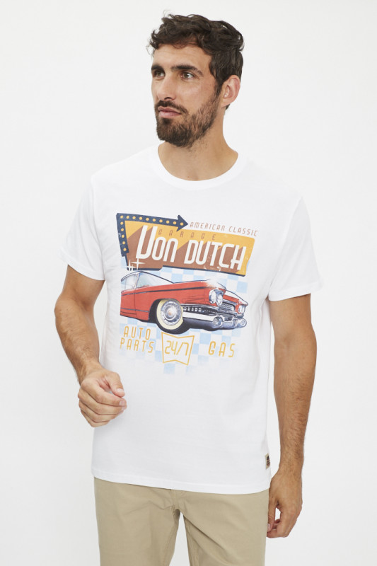 T- shirt regular fit col rond blanc homme