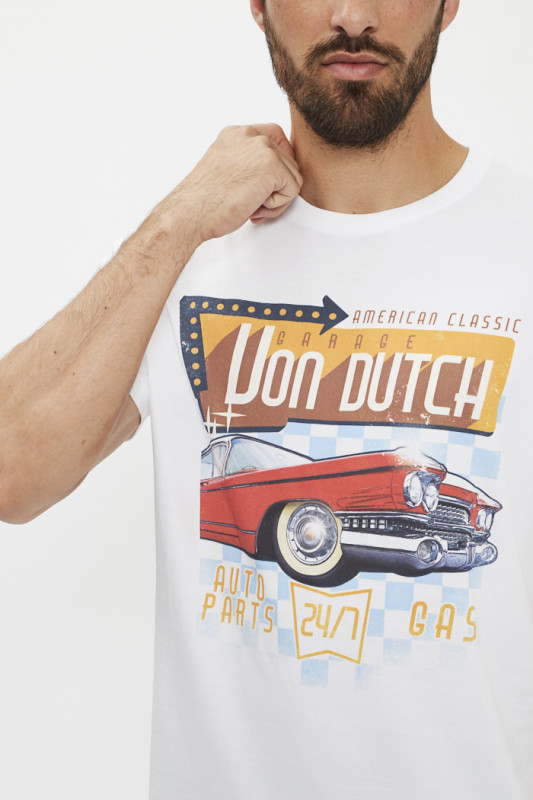 T- shirt regular fit col rond blanc homme von dutch