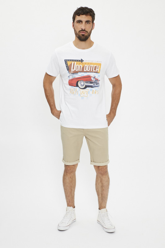 T- shirt regular fit col rond blanc von dutch 100% coton