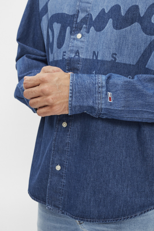 Chemise en jean bleu délavé & indigo