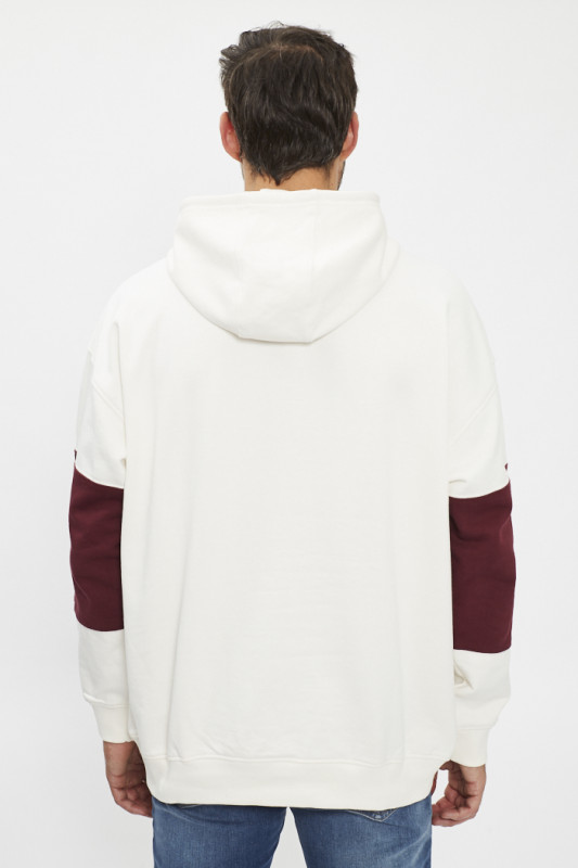 Sweat à capuche Skater beige et bordeaux