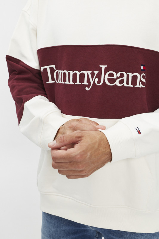 Sweat à capuche Skater beige et bordeaux