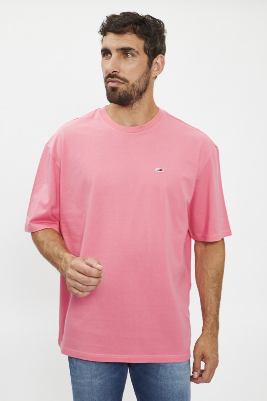 T-shirt rose en coton manches courtes Tommy Hilfiger