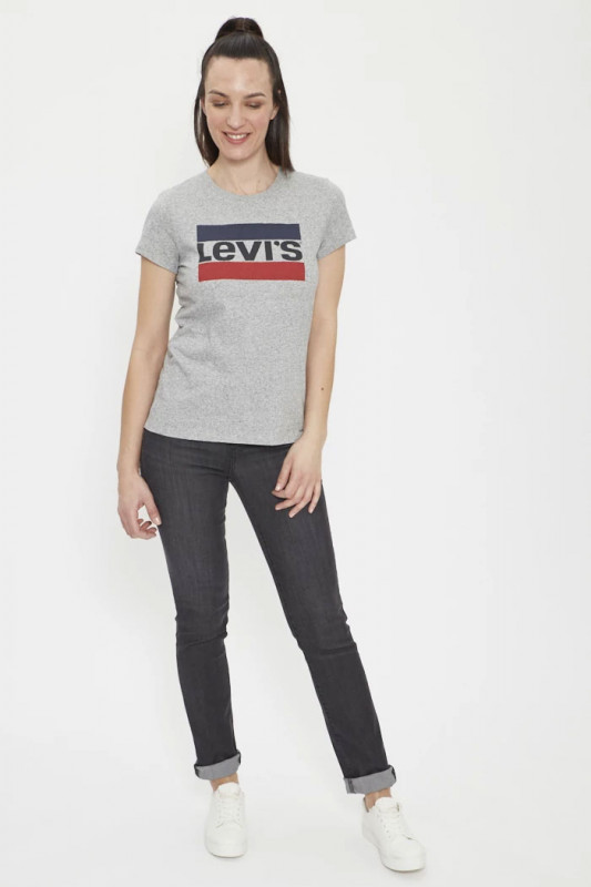 Jeans 724 droit noir coton mélangé femme levi's