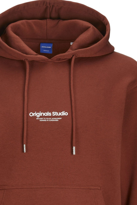 Sweat à capuche bordeaux coton mélangé jack & jones