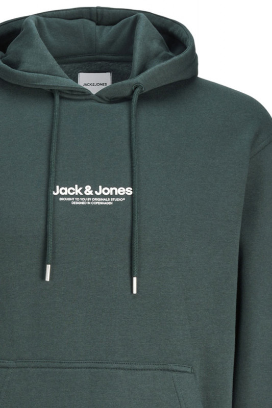 Sweat à capuche vert forêt coton mélangé jack & jones