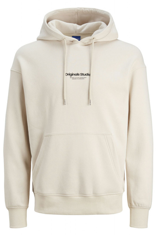 Sweat à capuche crème coton mélangé homme