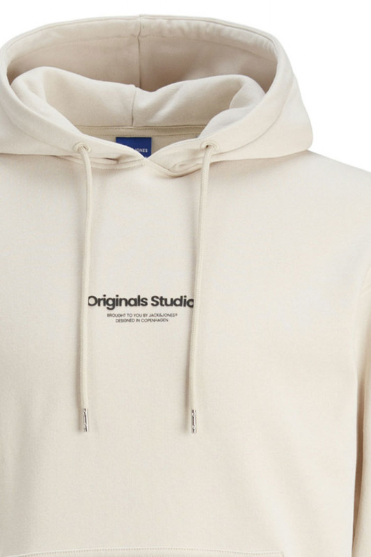 Sweat à capuche crème coton mélangé jack & jones