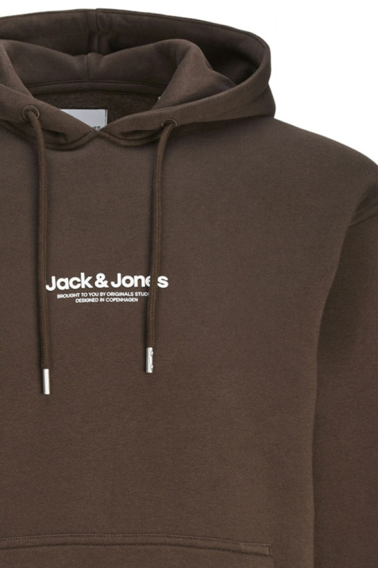 Sweat à capuche chocolat coton mélangé jack & jones