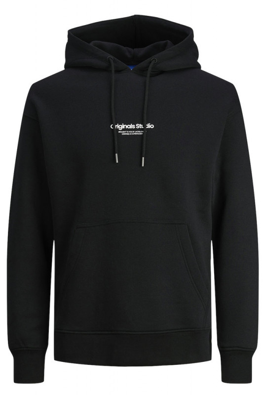 Sweat à capuche noir coton mélangé