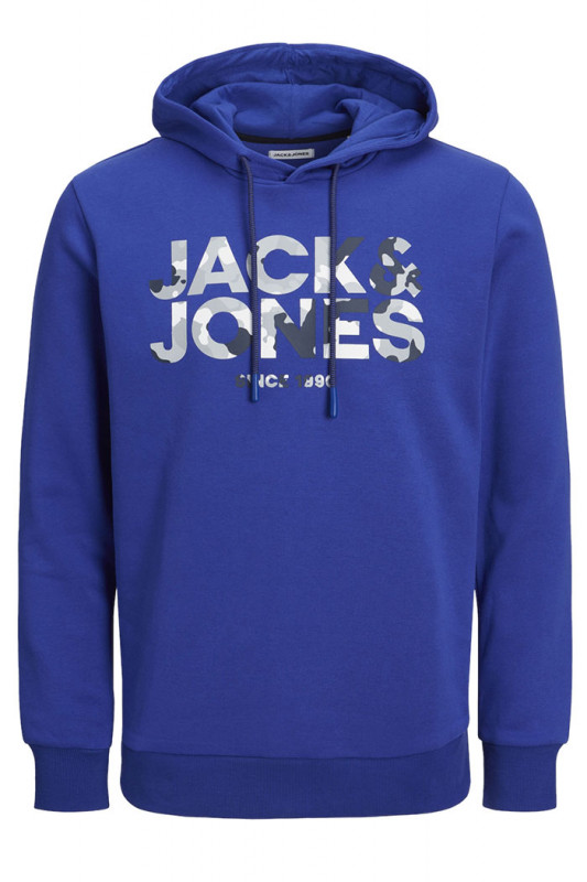 Hoodie bleu à capuche coton mélangé