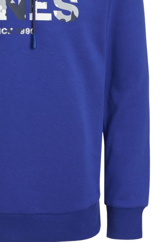 Hoodie bleu à capuche coton mélangé homme