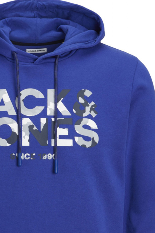 Hoodie bleu à capuche coton mélangé homme jack & jones