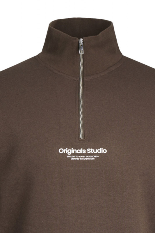 Sweat col montant zippé chocolat