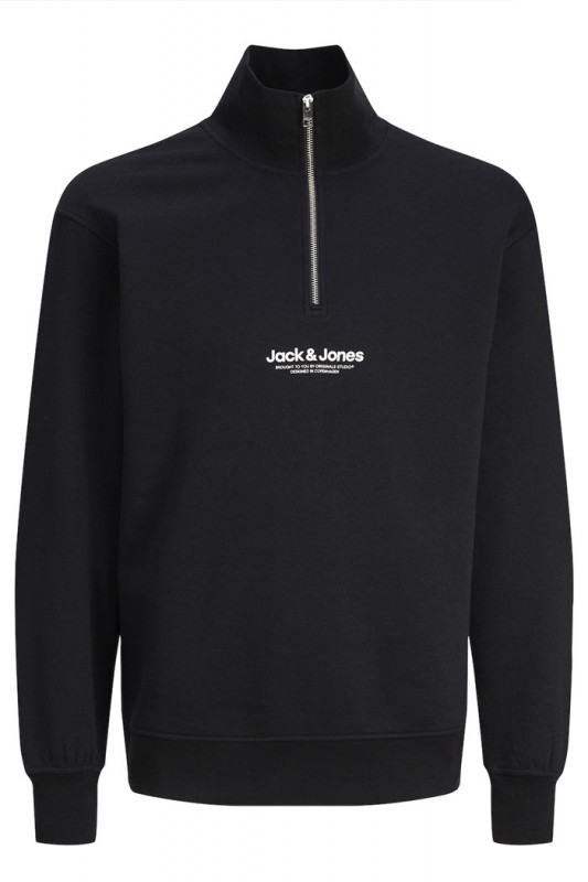 Sweat col montant zippé noir homme
