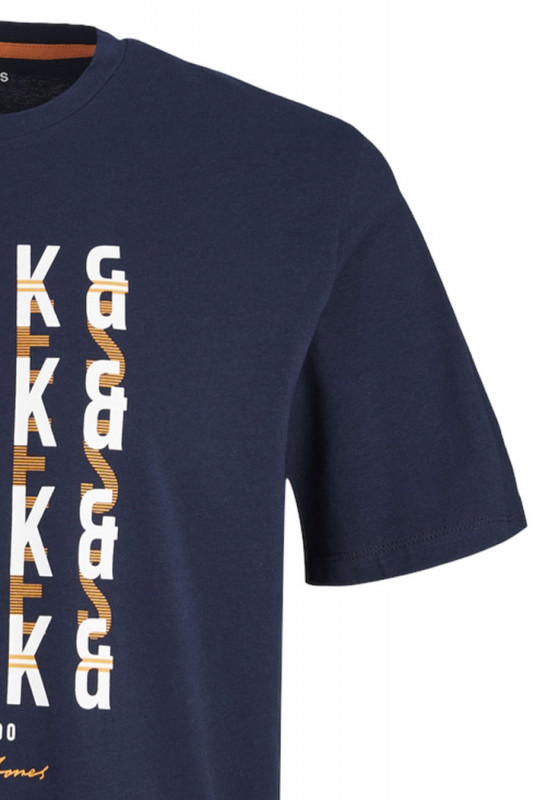 T-shirt bleu marine logo bicolore