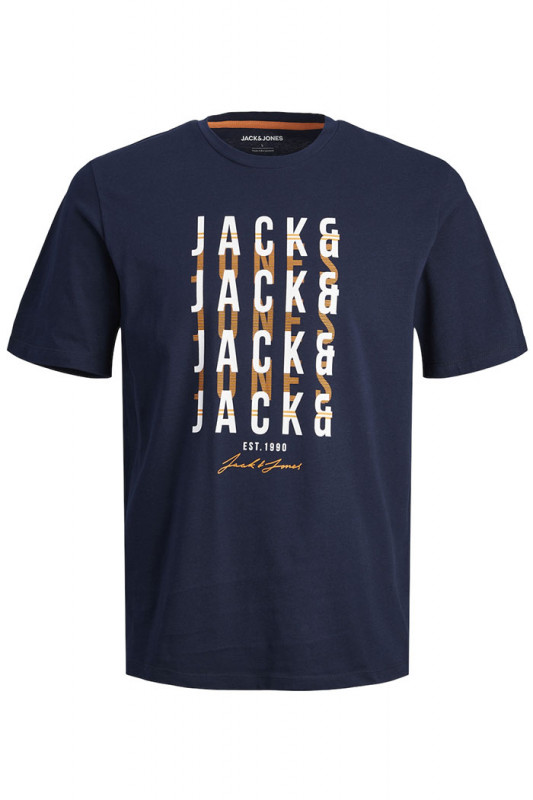 T-shirt bleu marine logo bicolore homme