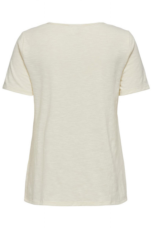 T-shirt beige col dentelle