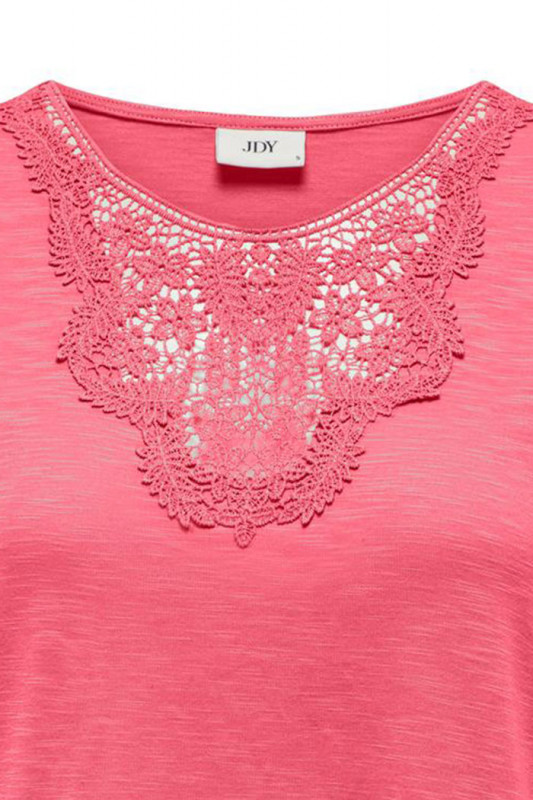 T-shirt corail col dentelle jacqueline de yong