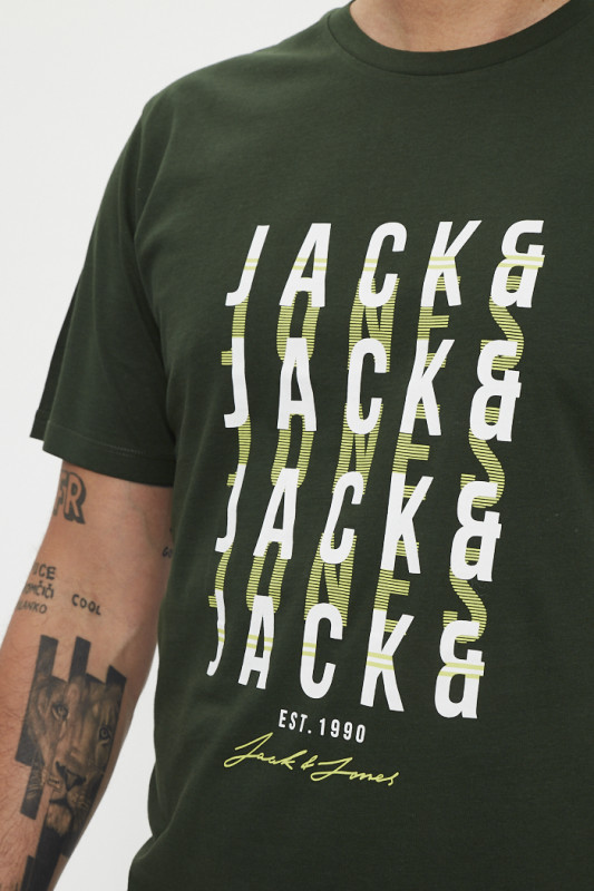 T-shirt vert sapin logo bicolore homme