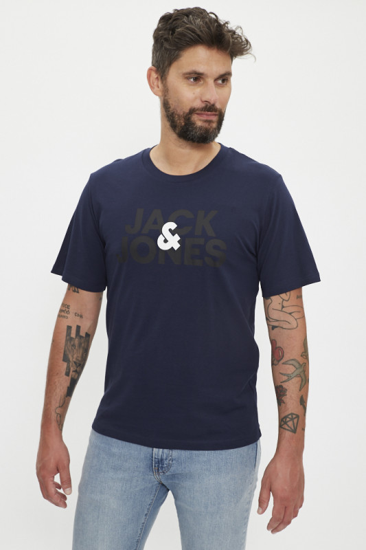 T-shirt bleu marine coupe standard jack & jones