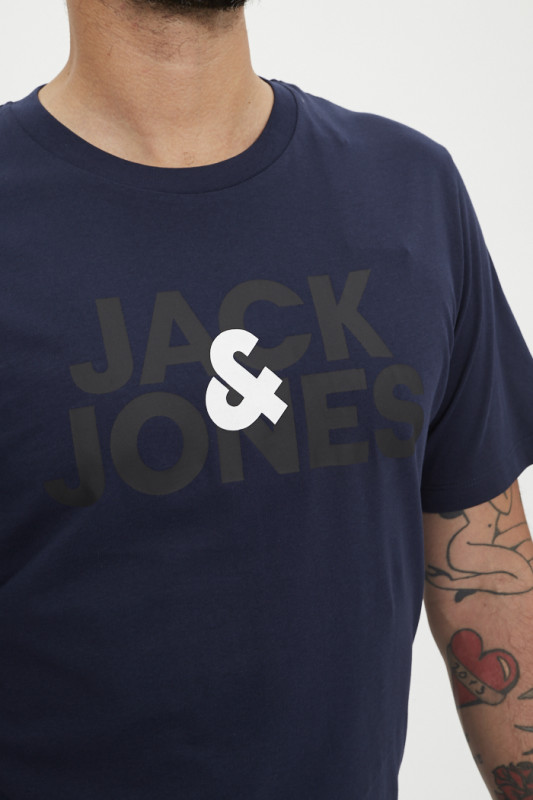 T-shirt bleu marine coupe standard manches courtes