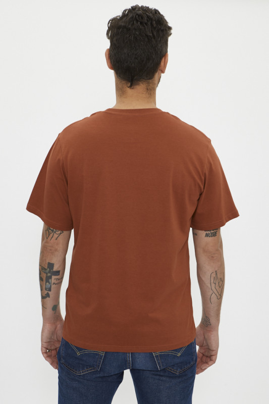 T-shirt bordeaux en jersey de coton homme manches courtes