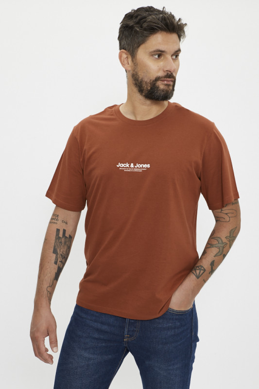 T-shirt bordeaux en jersey de coton homme Jack & jones