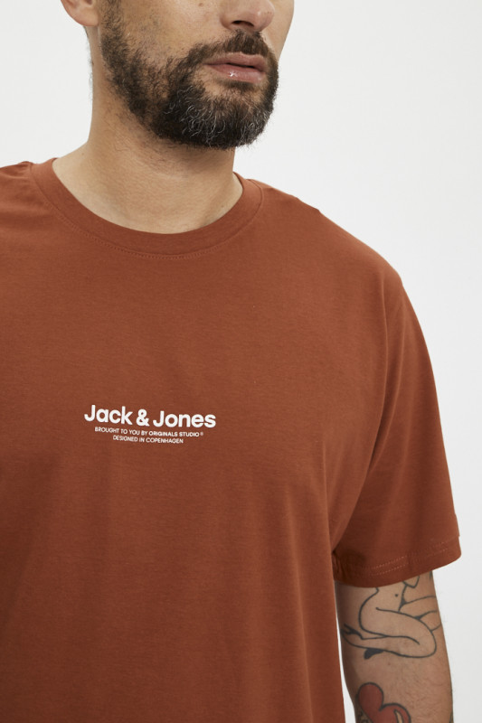 T-shirt bordeaux en jersey de coton homme Jack & jones coupe regular
