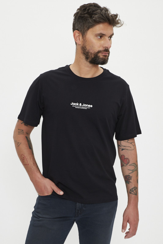 T-shirt noir en jersey de coton jack & jones