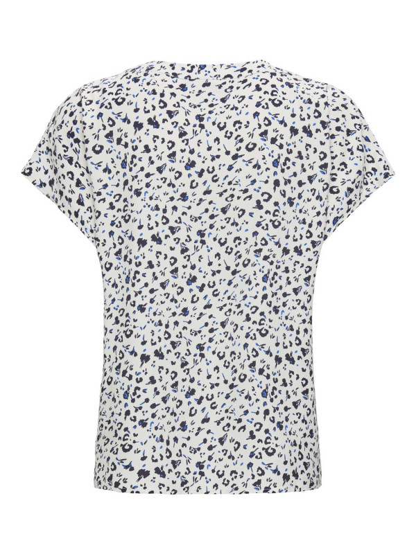 top blanc imprimé fleuri bleu et noir femme JDY