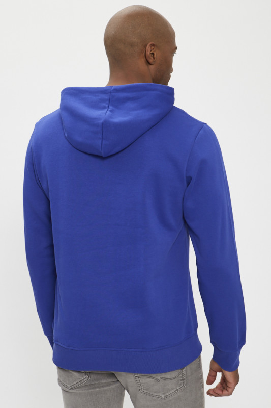 Hoodie bleu à capuche coton mélangé homme jack & jones manches longues