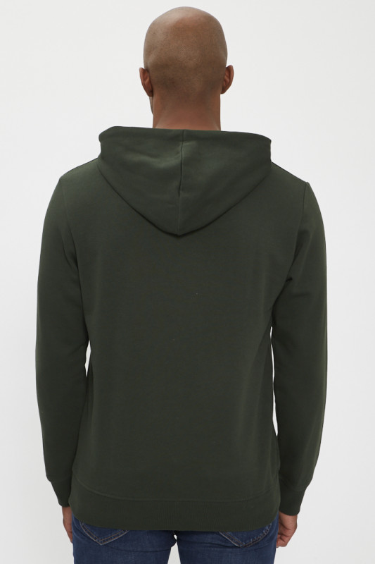 Hoodie vert sapin à capuche coton mélangé homme