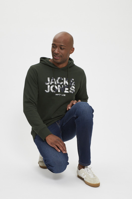 Hoodie vert sapin à capuche coton mélangé ajck & jones coupe regular