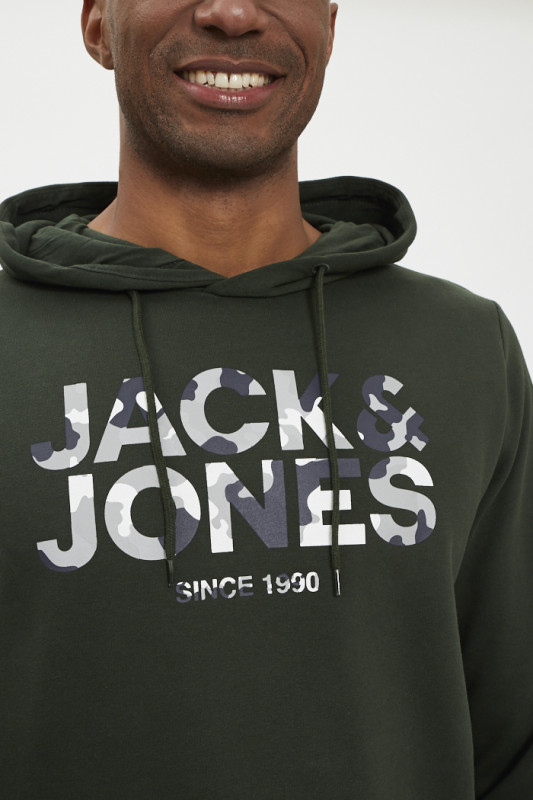 Hoodie vert sapin à capuche coton mélangé ajck & jones