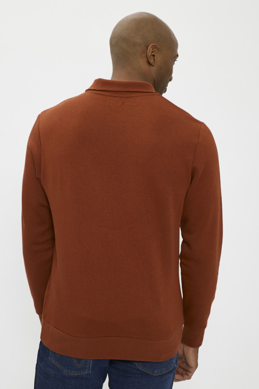 Sweat col montant zippé bordeaux homme confortable