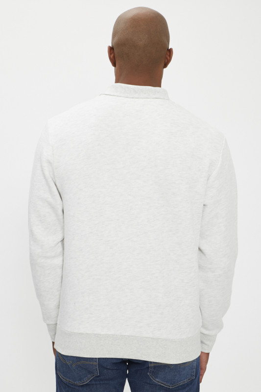 Sweat col montant zippé gris chiné