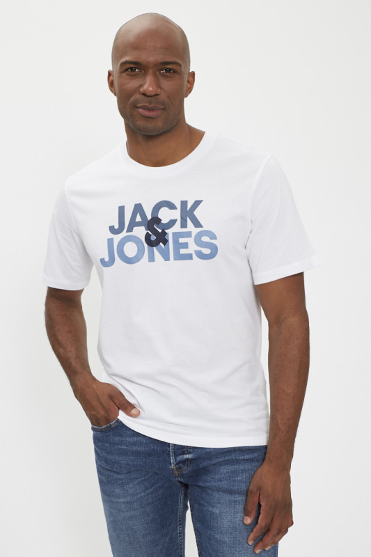 T-shirt blanc coupe standard en coton