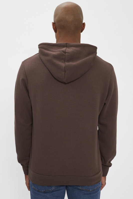 Sweat à capuche chocolat coton mélangé jack & jones manches longues