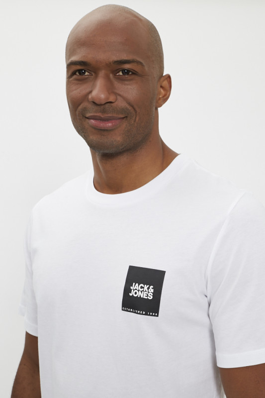 T-shirt imprimé blanc en coton homme