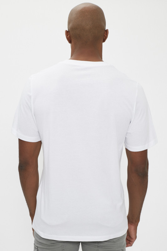 T-shirt imprimé blanc en coton manches courtes