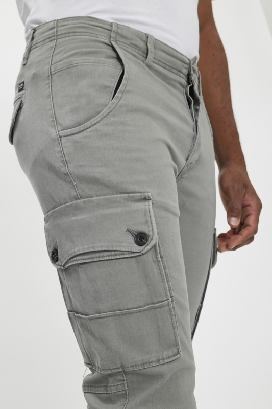 Pantalon cargo homme gris en coton