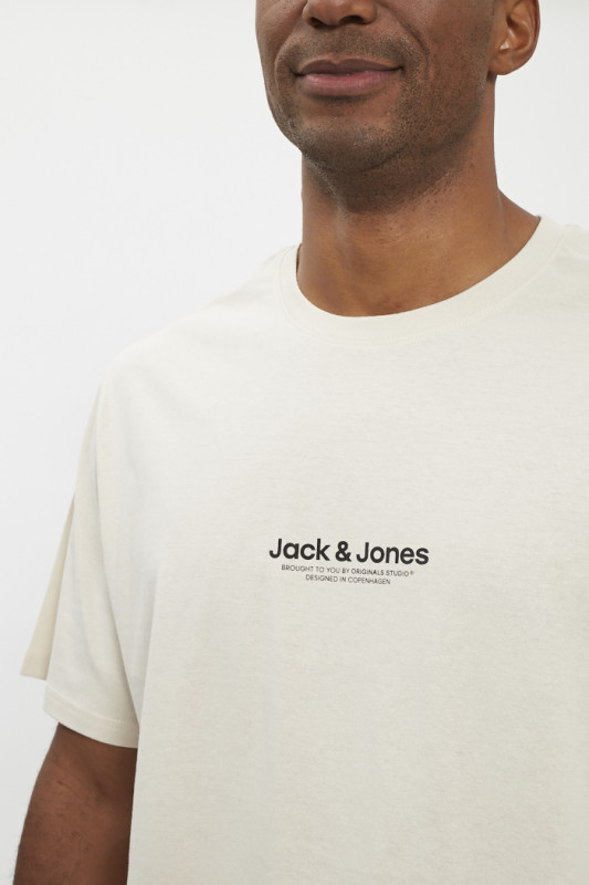 T-shirt beige pour homme floqué