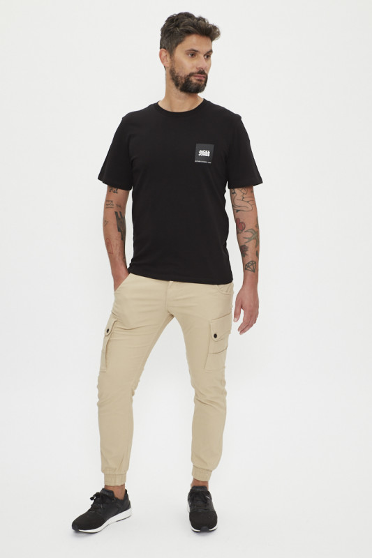 T-shirt imprimé noir en coton homme