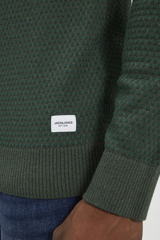 Pull ras du cou vert sapin homme
