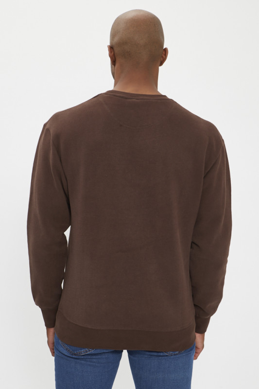 sweat marron ras du cou relaxed fit homme jack&jones