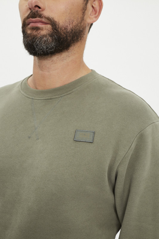 sweat vert ras du cou relaxed fit homme